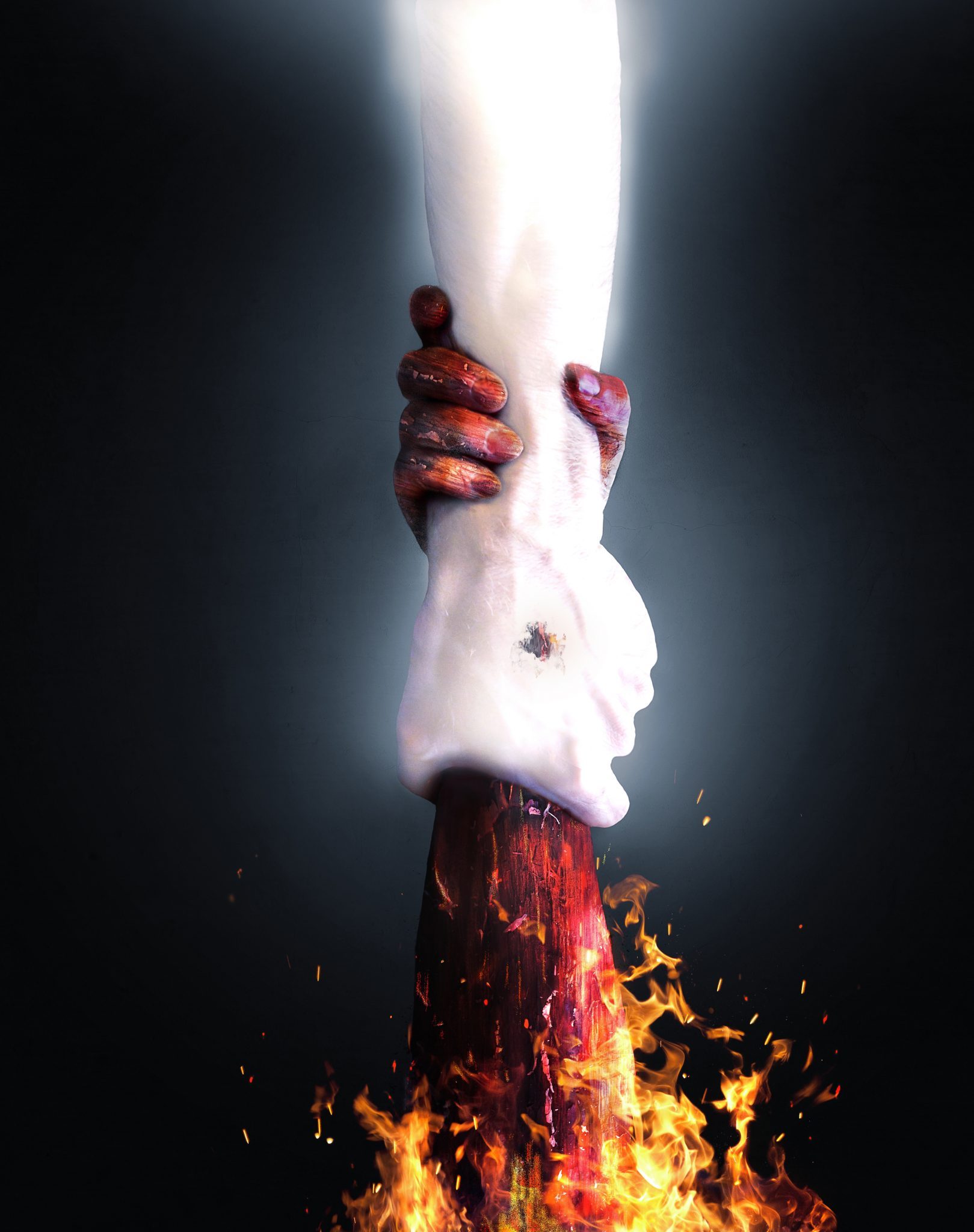 Hand from above
